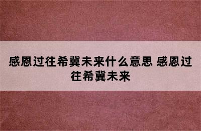 感恩过往希冀未来什么意思 感恩过往希冀未来